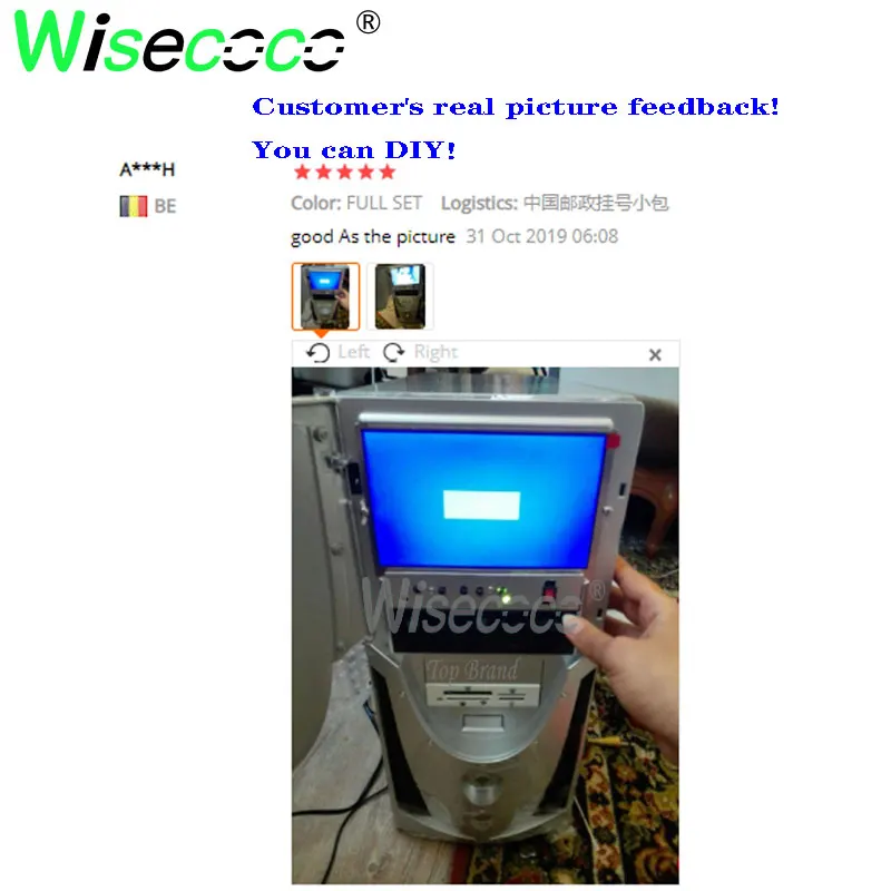 Wisecoco 7 дюймов 1024*600 ips экран дисплей ЖК TFT монитор EJ070NA-01J с драйвером плата управления 2AV HDMI VGA для Raspberry Pi