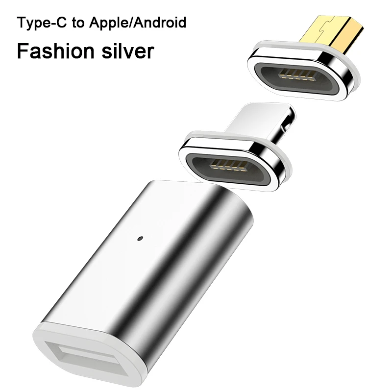 Магнитный USB C адаптер для iPhone XS X XR 8 7 поддержка QC3.0 8 Pin Micro usb type C зарядный разъем адаптер для huawei samsung - Цвет: Type-c to 8Pin Micro