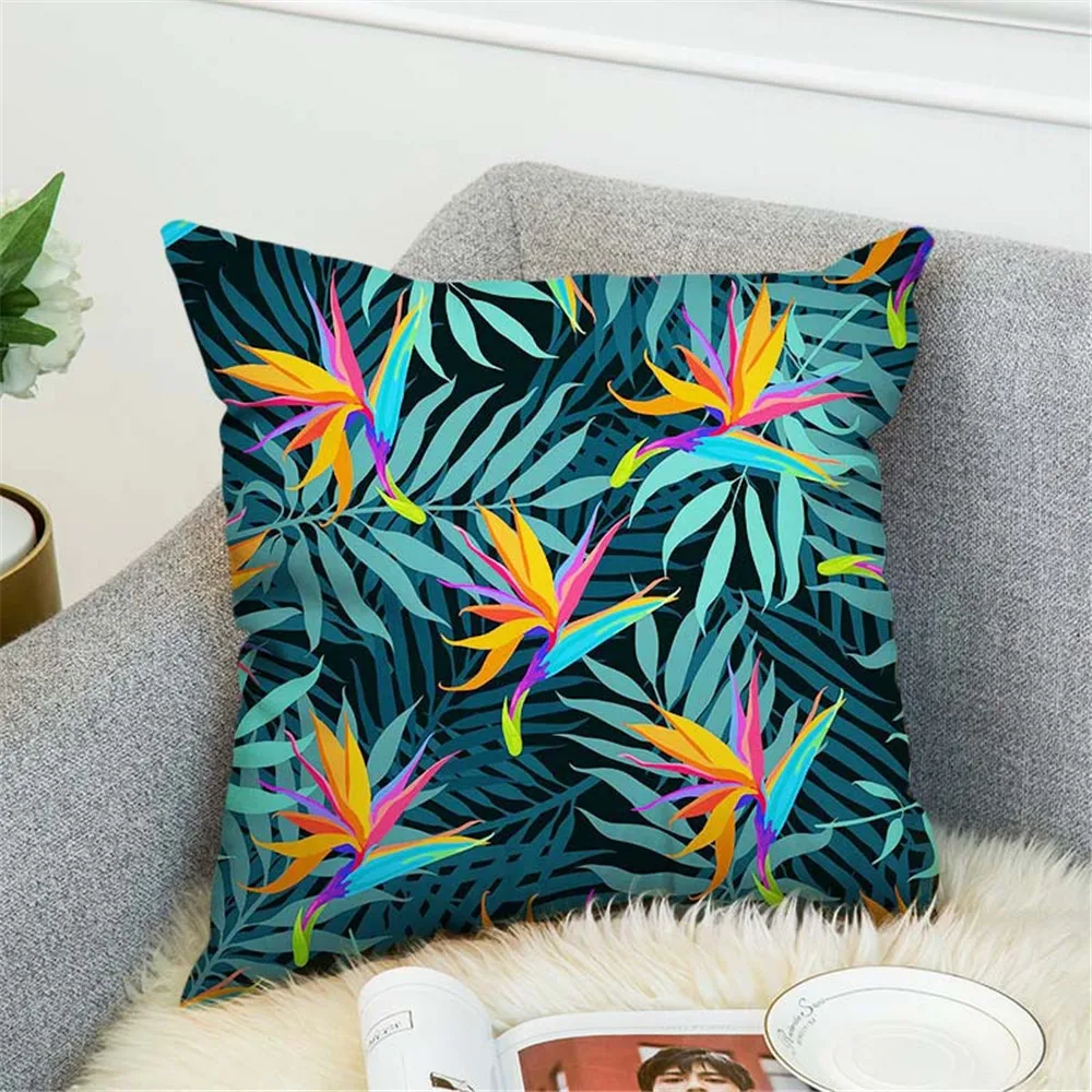 Наволочки с тропическими растениями пальмовыми листьями зелеными монстеры