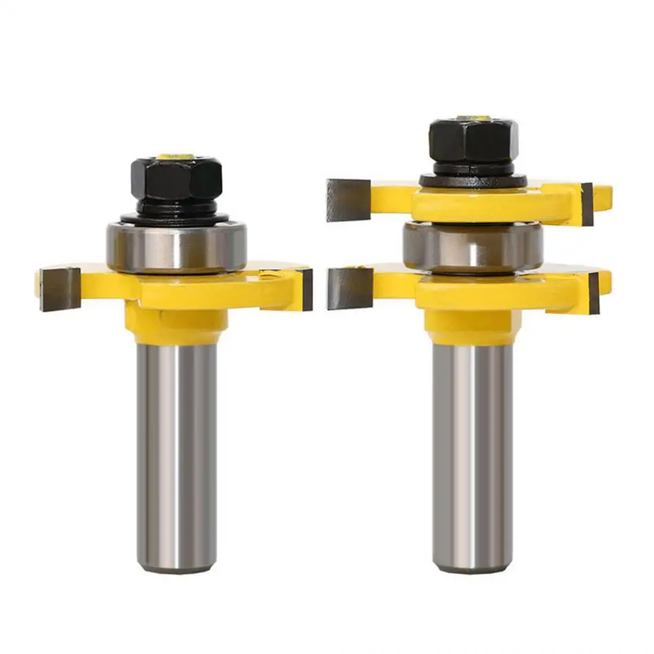 

2 pcs 8mm Shank 3 Tooth T Tenon Type Combine Tool Assemble Router Bits T-Slot Milling Cutter for Wood Woodwork Cutting Tools