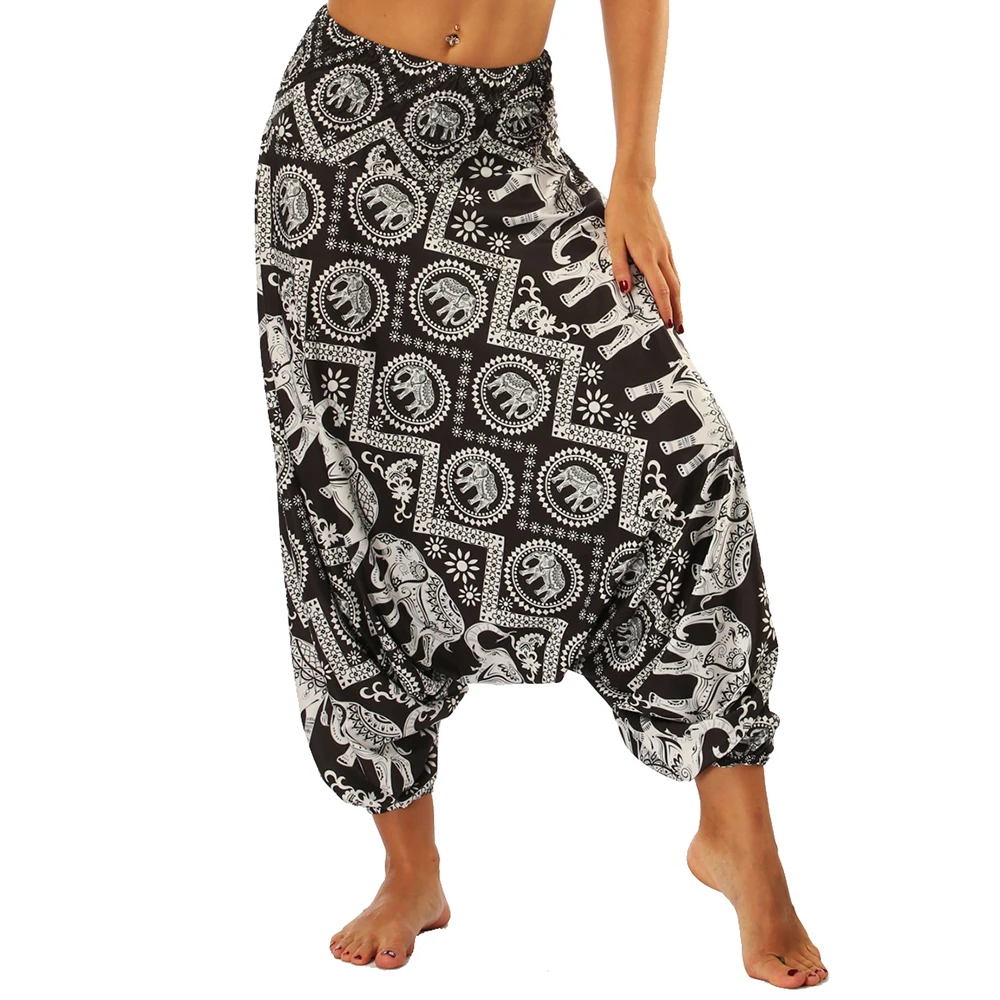 Шаровары для йоги женские Мешковатые брюки с высокой талией в стиле хиппи бохо