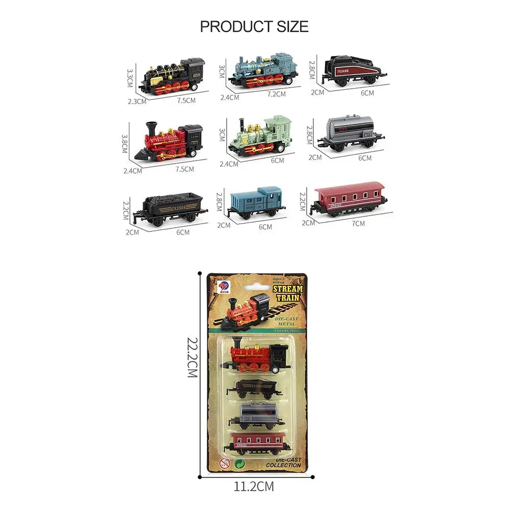 MeterMall 4 шт. Дети сплав моделирование Паровозик Творческий мини модели автомобилей