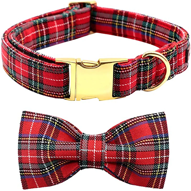 

Unique Style Paws Christmas Adjustable Handmade Bowtie Dog and Cat Collar Pet Gift for Dogs and Cats