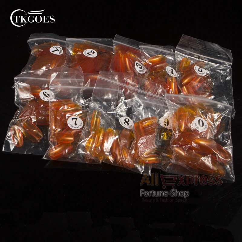 TKGOES 500 шт. прозрачные овальные накладные ногти оранжевого цвета для французского