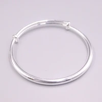fine pure s999 sterling silver bangle women 4 5mmw round smooth bracelet 55 60mm 20 21g