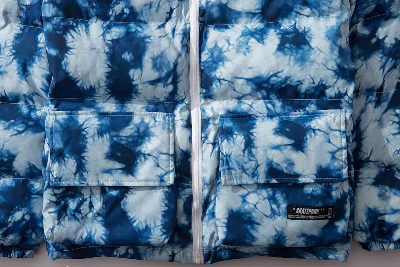 GONTHWID Tie Dye/толстая теплая парка со съемным капюшоном, куртки, хип-хоп хлопчатобумажные пуховики в повседневном стиле, парки, зимние пальто, уличная верхняя одежда