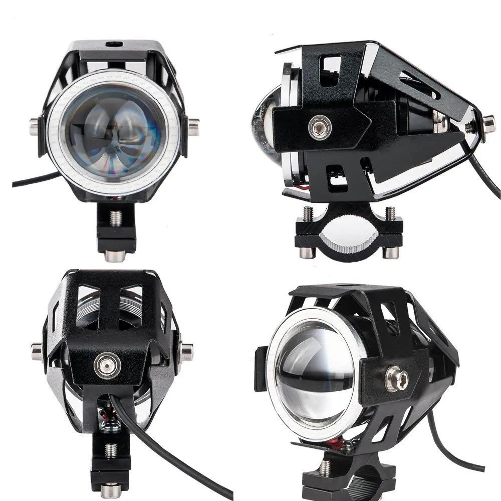 2Pcs 125W U7 Store Motorcycle Angel Eyes Headlight DRL Spotlights Auxiliary Bright LED Bicycle Lamp Accessories Work Fog Light |