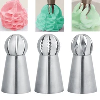 3pc cupcake stainless steel sphere ball shape icing piping nozzles pastry cream tips flower torch pastry tube decoration tool