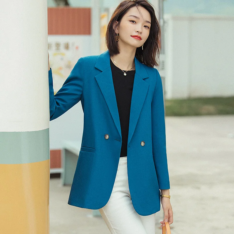 

Women's jacket Fashion Elegant Blue Coat OL Styles Fall Winter Blazers for Women Business Work Blaser Outwear Tops Plus Size 4XL