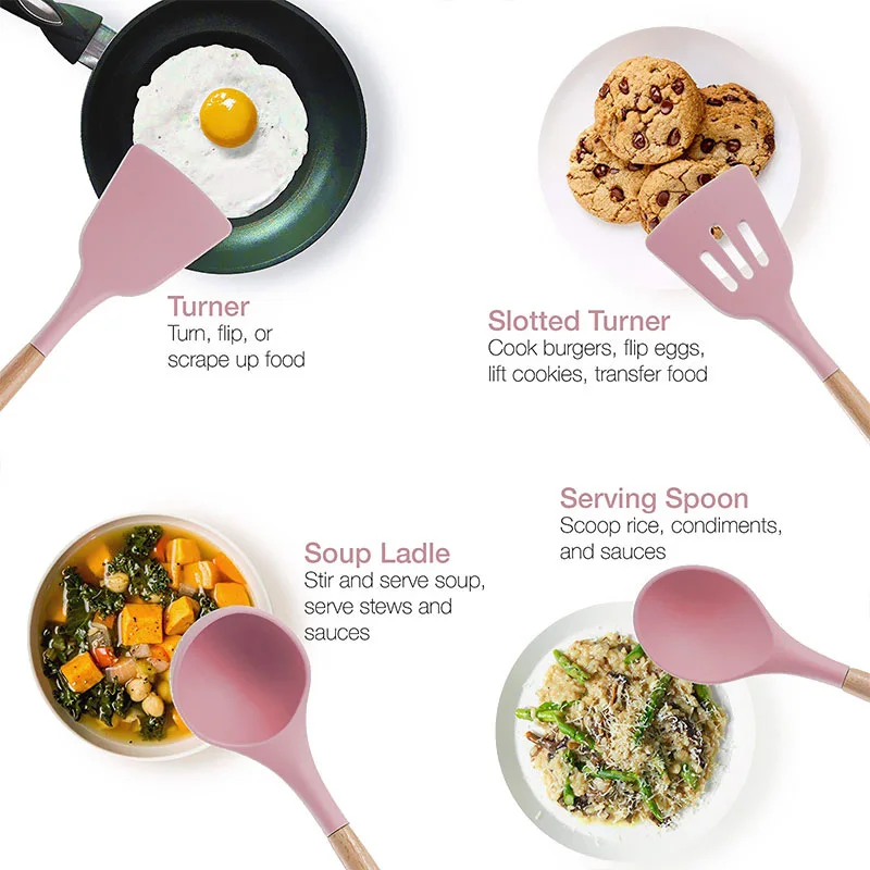 6/12 шт. силиконовые кухонные инструменты ложка лопатка щетка с ведром наборы для