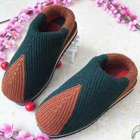 chinese style handmade natural fleece slippers women special warm home sandals winter indoor woman wedge shoes
