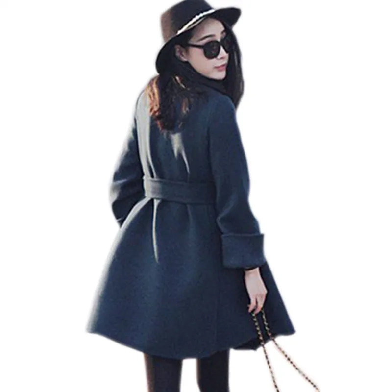 Женское шерстяное пальто 2020 новое осеннее и зимнее с галстуком бабочкой толстое