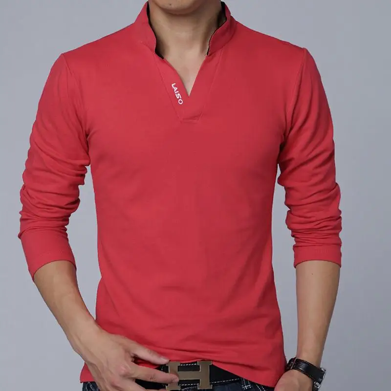 Мужская Однотонная рубашка поло с длинным рукавом Camisa PoloShirts Masculina повседневные