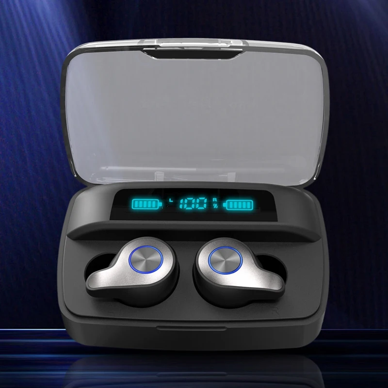 TWS Bluetooth гарнитура HiFi качество звука IPX6 Водонепроницаемый V5.0 светодиодный