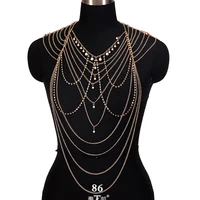 gold metal body chest chain body shoulder chain jewelry necklace shoulder chain harness dress decor slave chain jewelry