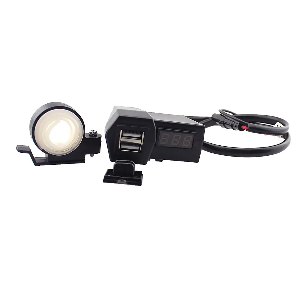 

Motorcycle GPS Cell Phone Dual USB Power Socket Charger + Red LED Voltage Voltmeter
