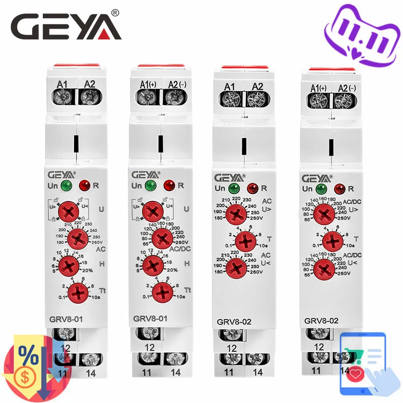 

GRV8-01/02 Single Phase Voltage Relay Adjustable Over Under Voltage Protection Relay AC110V 240V DC12V Voltage Regulator