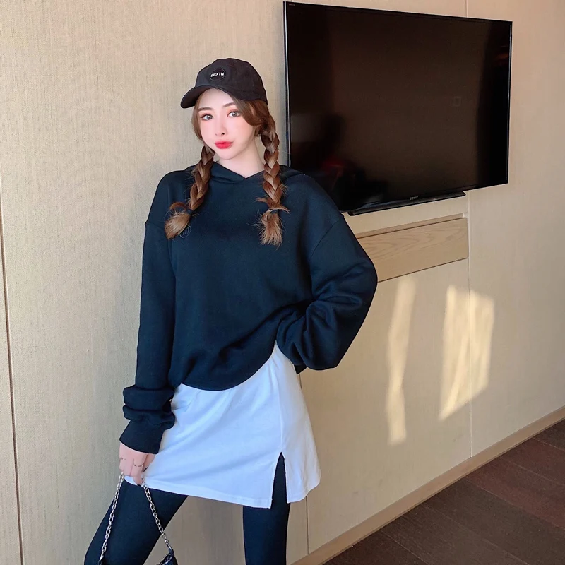 

HKCP Fashion Woman Skirts Bottoming Casual Office Lady Open Fork Solid Natural Above Knee, Mini Women Clothes Winter 2020 New