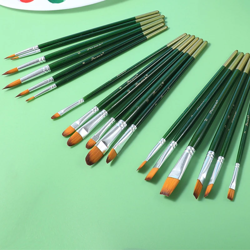 6 шт. высококачественные нейлоновые волосы дерево зеленая ручка искусственная