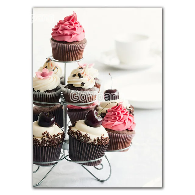 

DIY Diamond Decoration Various Tasteful Cupcakes Square or Round Diamond Cross Stitch Rhinestones Embroidered Rooms Wall Decorat