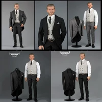 3 colors vortoys 16 scale gentleman western suit fashion royal wedding suit leather shoes model for 12 inches action figure