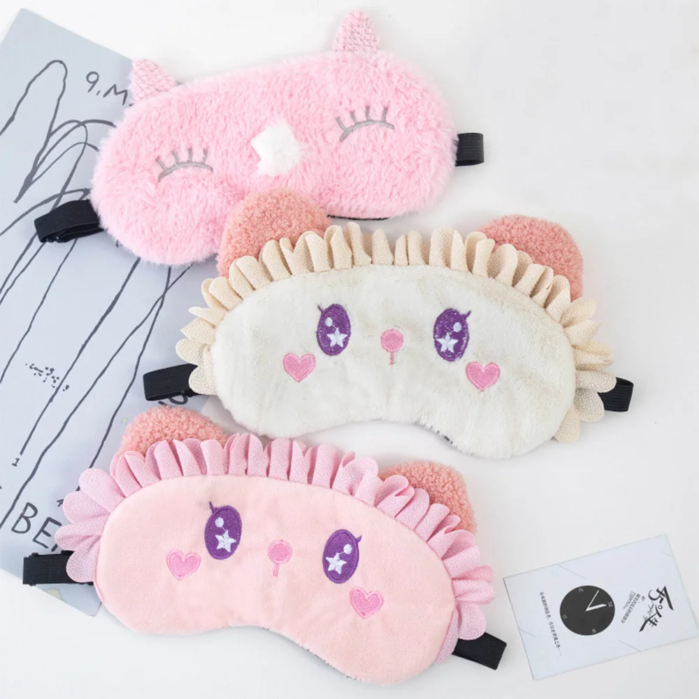 

Sleep Mask Plush Cute Cartoon Sleeping Eye Cover Dream Doll Rabbit Frog Funny Blindfold For Women Girl Travel Aid Bandage Relax