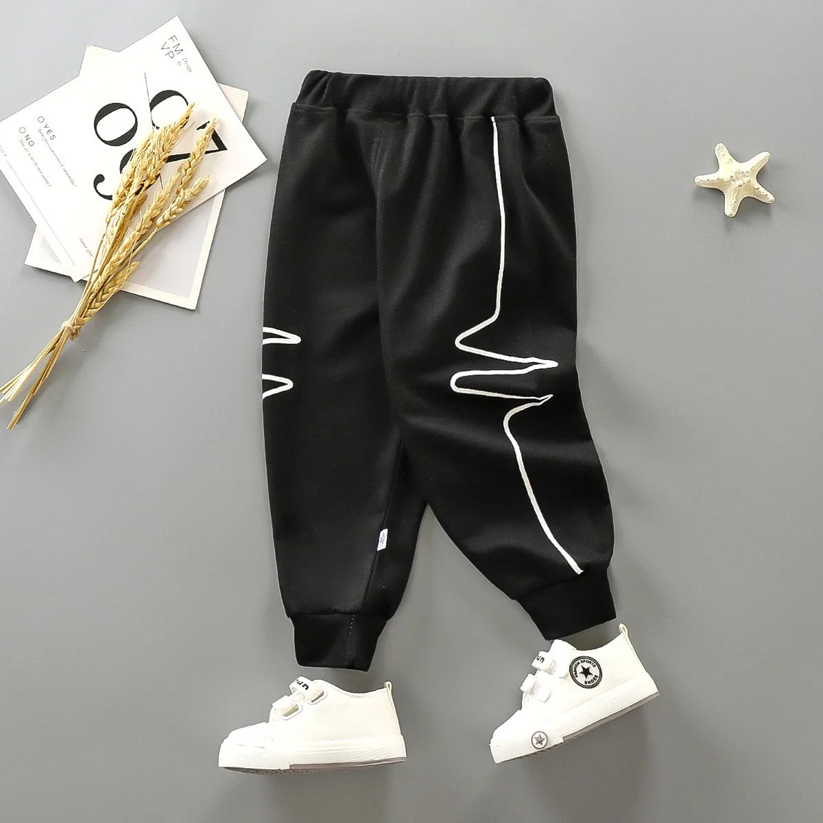 Kids Autumn Pants Fashion Trendy Children Trousers Boys Casual Sweatpants 9m-6y Long Pant For Elastic Waist 2021 NEW | Детская одежда и