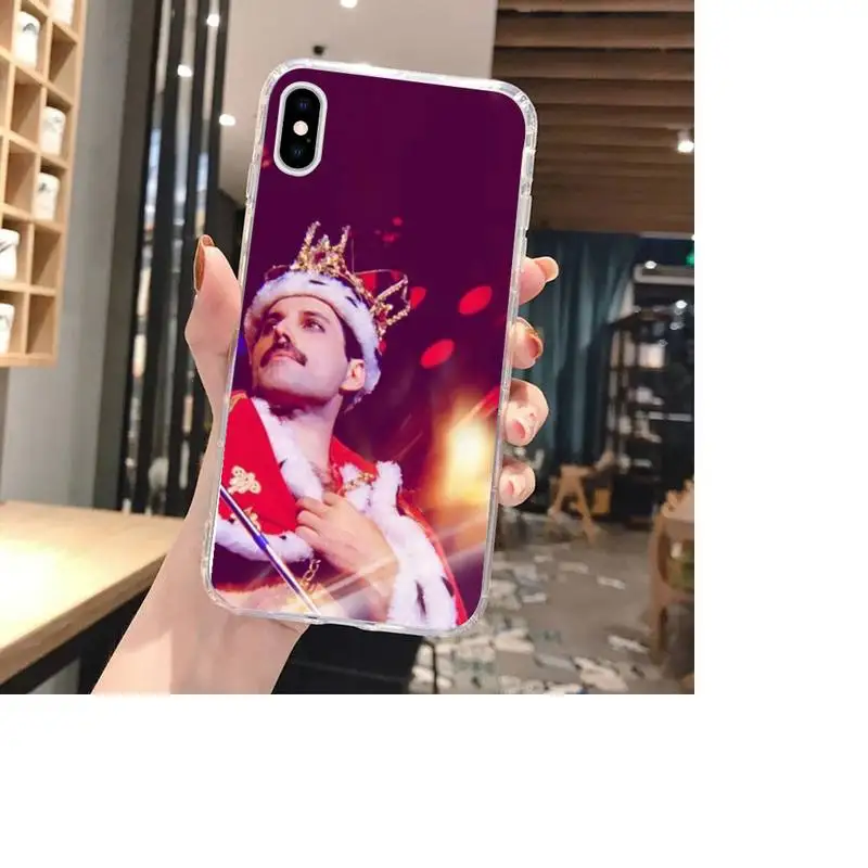 

TOPLBPCS Freddie Mercury Queen Phone Case For Clear-Iphone 5 5s se 6 6s 7 8 11 12 X Xs Xr Pro Plus Max Mini Cover
