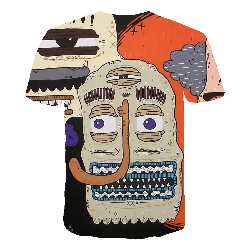

3d Printing Spoof Creative t-shirt Funny Character Graffiti t shirt Street Hip-Hop O-Neck T shirt Casual Men Women Tops 2020 New