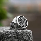 Винтажное кольцо Yungqi с зеркальным деревом жизни, кольцо с ирландским узором и узлом, регулируемое кольцо, мужской амулет в стиле панк, ювелирные изделия в стиле бохо, шикарный подарок