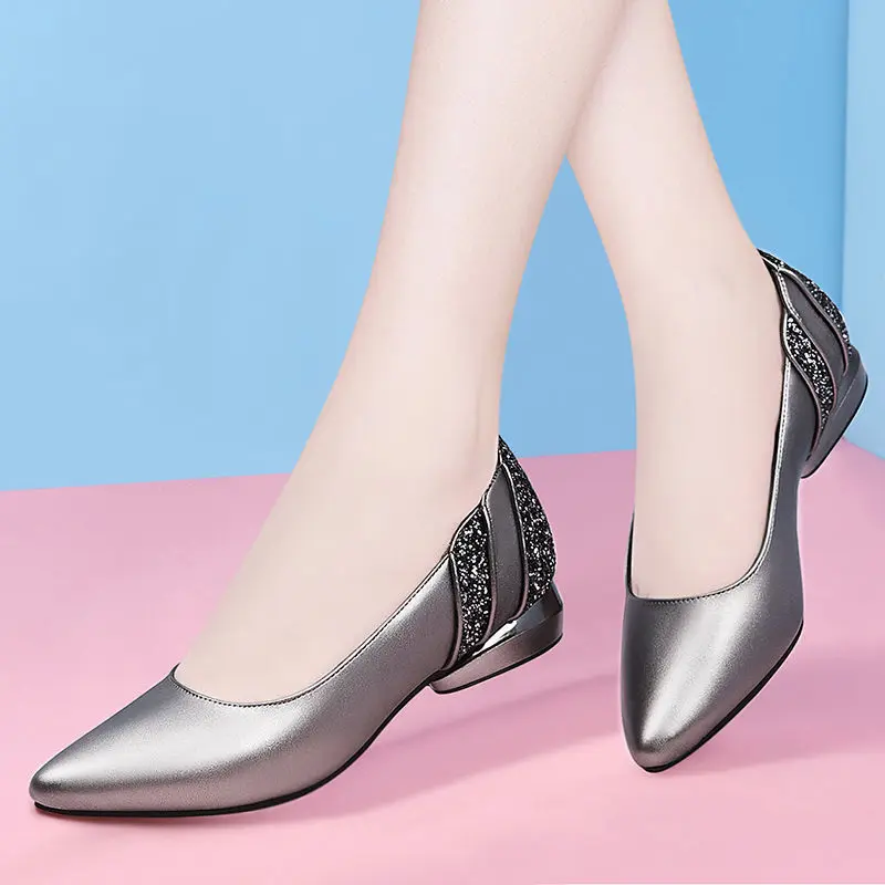 

women classic grey high quality pu leather slip on office pumps lady cool comfort spring autumn high heel shoes
