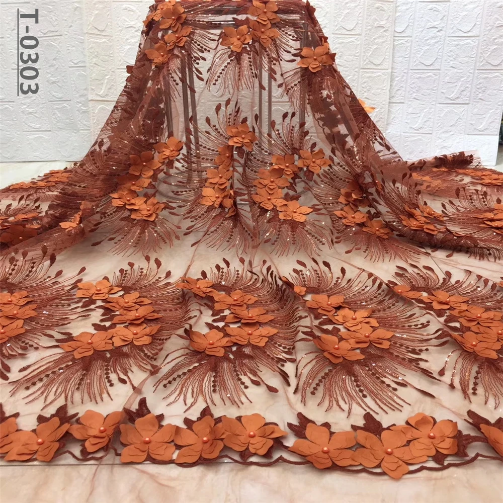 Нигерия 3d Цветочная кружевная ткань высокое качество сетчатые кружева с