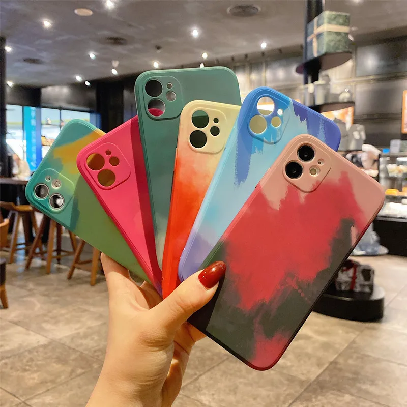 

Watercolor Blooming Oil Painting Phone Case For iPhone 12 11 Pro Max X XR XS Max 8 7 Plus SE 2020 12 Mini Protective Back Cover