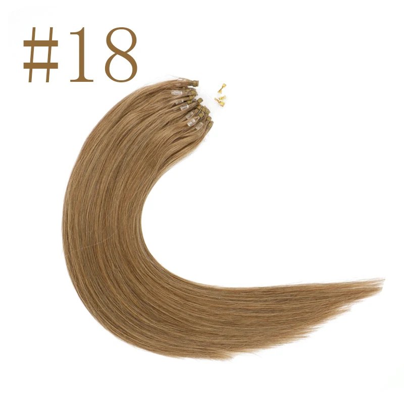 #18 Sindra волосы для наращивания на микро кольцах волосы remy 14-24 дюйма человеческие волосы для наращивания на микро-кольцах - Цвет: #18
