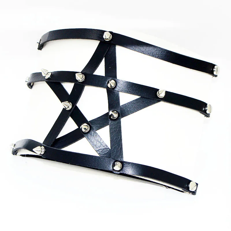 

Women Punk Heart Sexy PU Leather Garter Belt Harajuku Leg Harness Bondage Belts Harajuku Elasticity Body Harness T Bondage Belts