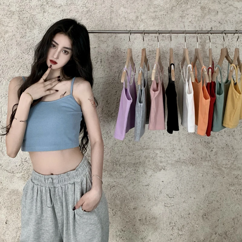 Топ женский в Корейском стиле пикантная майка облегающий короткий топ без
