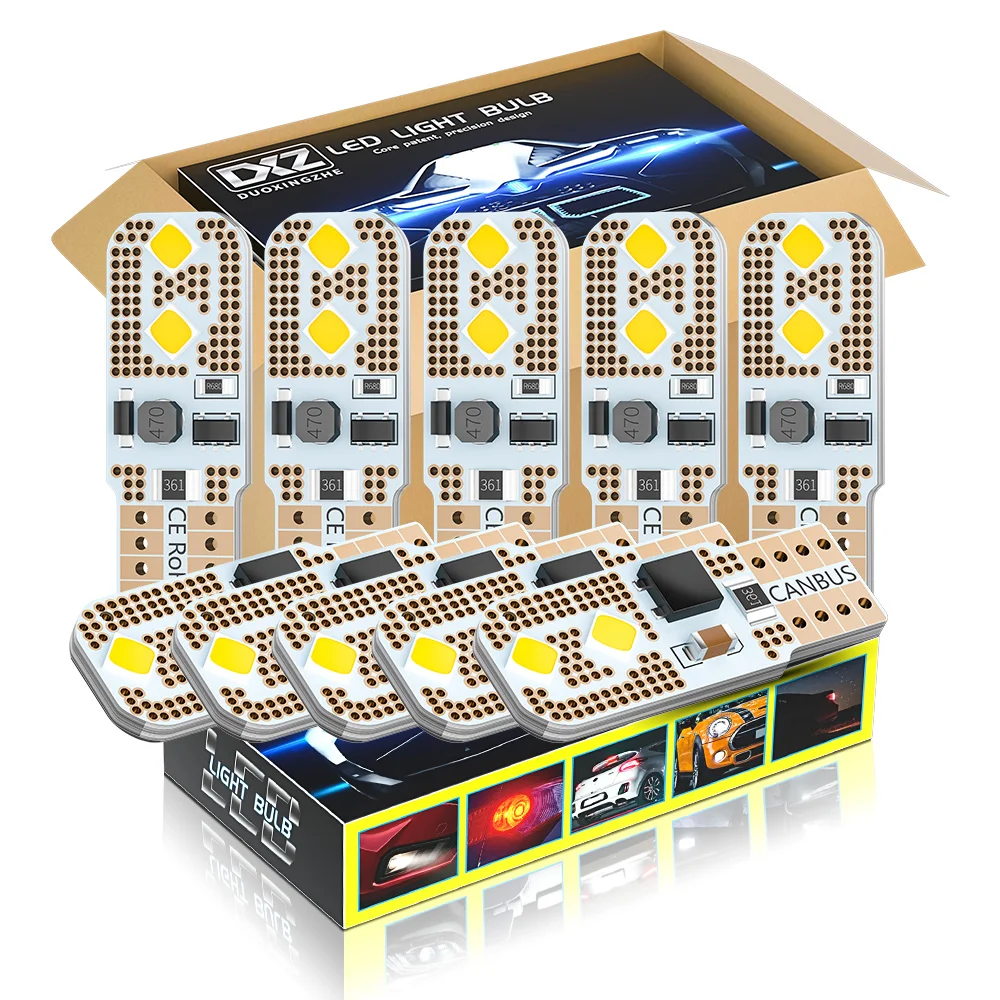 Фото Светодиодные лампы DXZ, 50 шт., W5W T10, 12 В, 24 В, Canbus 3030, 4-SMD, 6000K, белый, 194, 168 №1