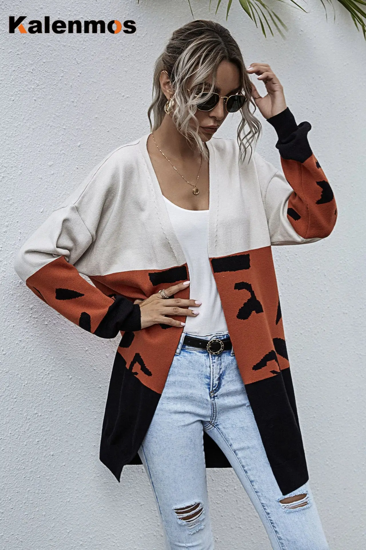 Женский длинный кардиган в стиле пэчворк бохо с длинным рукавом уличная одежда