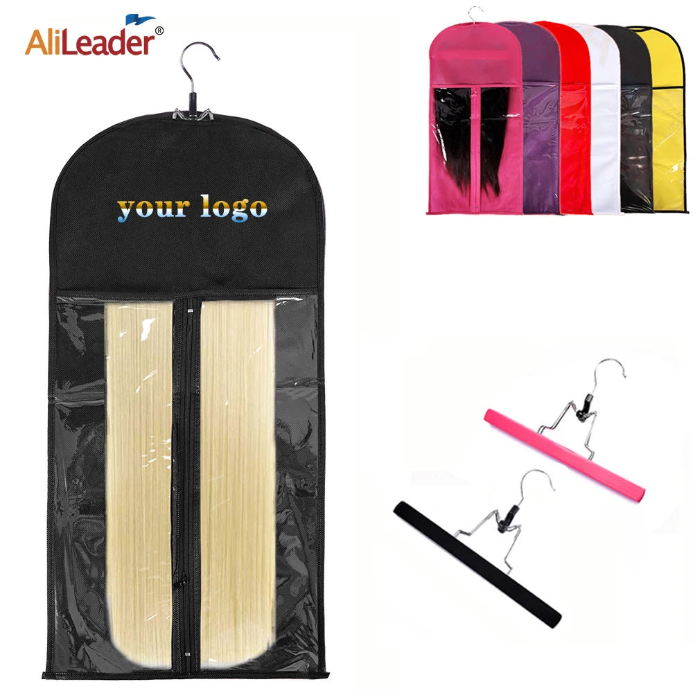 

Alileader Custom Wig Storage Bags With Hanger Portable Non-Woven Hair Extensions Carrier Storage Bags For Multiple Wigs Package