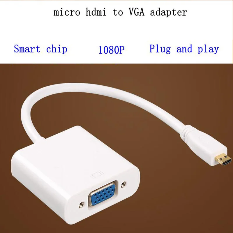 

micro hdmi to vga high-definition 1080P conversion cable with audio power supply mobile phone to computer smart chip, plug play