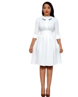 2019 autumn elegent fashion style african women polyester plus size o-neck knee-length dress M-XXL | Тематическая одежда и