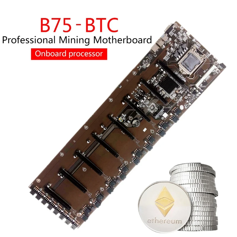 Фото 2022 новая майнинговая материнская плата для настольного компьютера BTC Φ 8PCI-E B75 LGA 1155 DDR3 16G SATA3 USB3.0 BTC №2