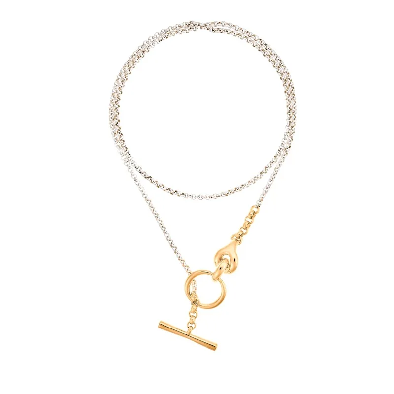 

Minar Double-Layer Chunky Chains Necklaces Two-Tone OT Contrast Color Chokers Punk Statement Necklaces for Women 2021 Jewelry