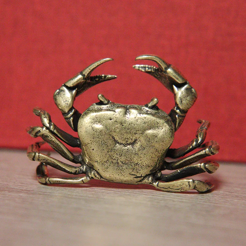 

Solid Brass Crab Small Statue Ornament Copper Handmade Antique Animal Miniature Figurine Office Desk Decoration Home Decor Craft