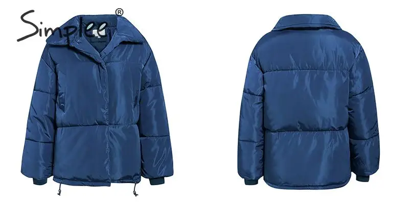 Simplee Fashion женскoе свободные толстые курткa повседневные карманные женские теплые ватные курткa пальто зашнуровать мягкoе пуховик
