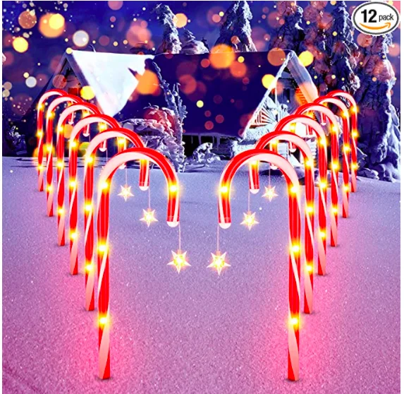 

Solar Christmas Candy Cane Light LED Home Garden 15inch 38cm Decoration Light Outdoor Waterproof Christmas Day Light