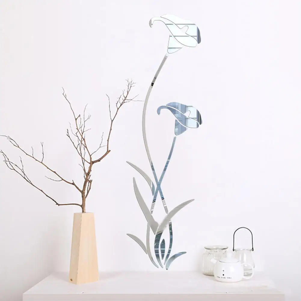 1 шт. зеркальные 3D наклейки на стену Calla Lily настенные украшения для гостиной DIY