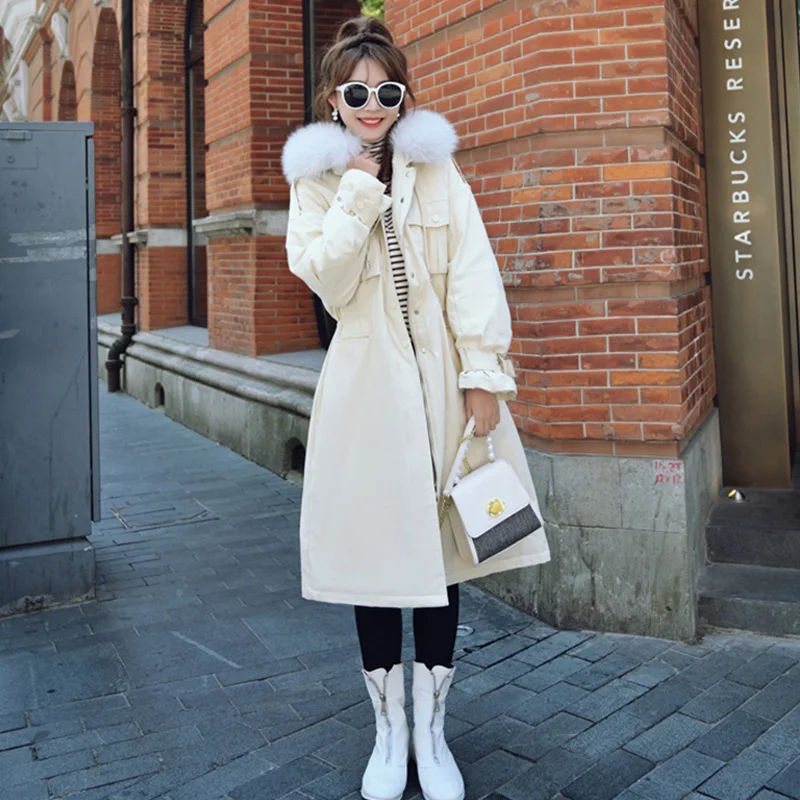 Fitaylor женский пуховик с большим воротником из натурального меха енота Толстая