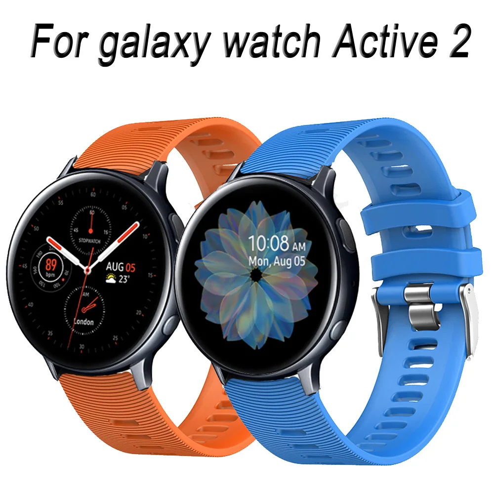

Силиконовый ремешок для Samsung galaxy watch Active 2, 40 мм, 44 мм, 20 мм, спортивный ремешок для часов