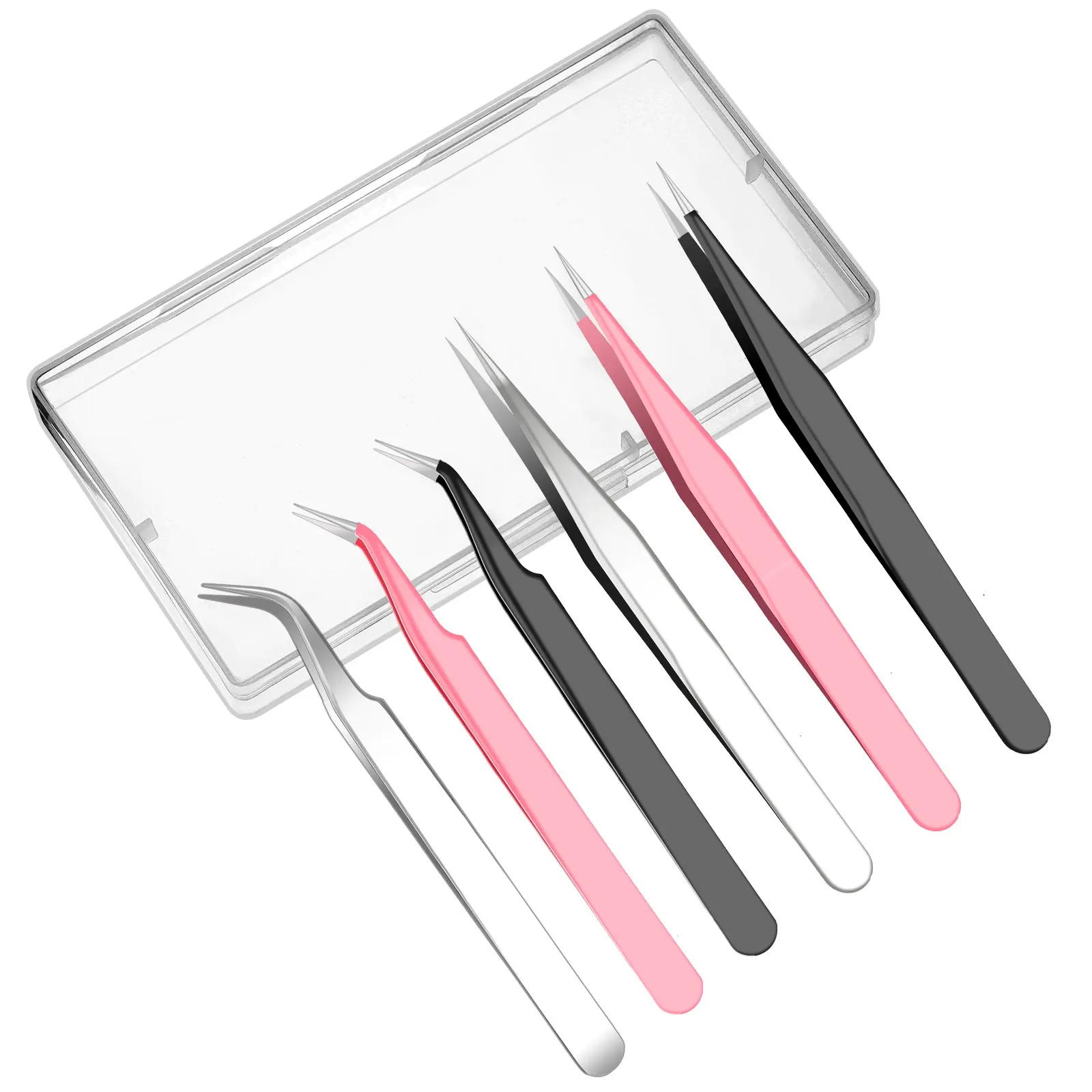 

6 Eyelashes Tweezers Stainless Steel superhard Tweezers High Precision Anti-static tweezers for Eyelash Extensions makeup tool